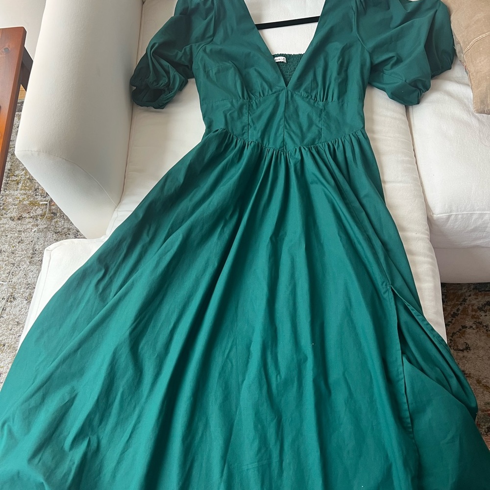 Abercrombie puff sleeve midi corset dress